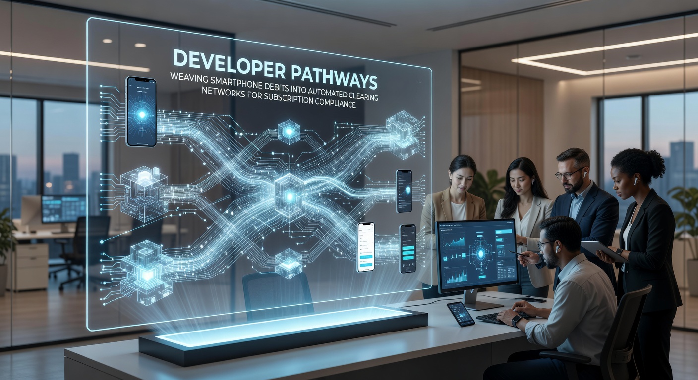 Developers mapping smartphone debit flows into ACH networks for recurring subscription compliance
