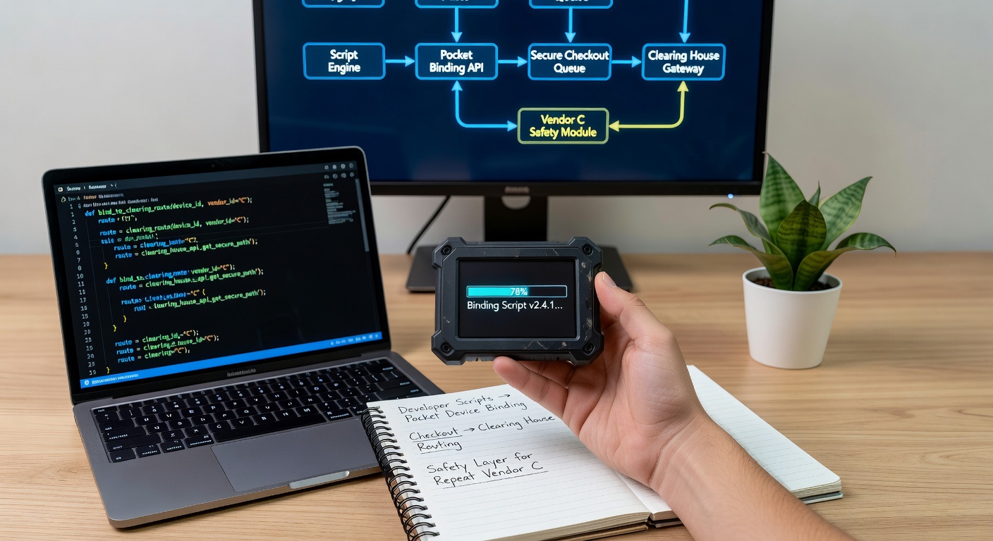 Secure data flow from handheld device to clearing house network during repeat vendor payment processing