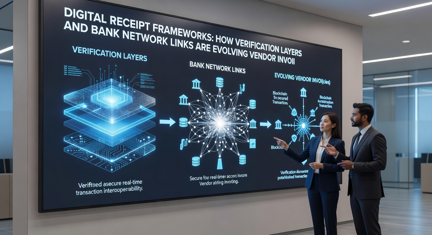 Bank network integration example for mobile vendor invoicing with layered verification steps