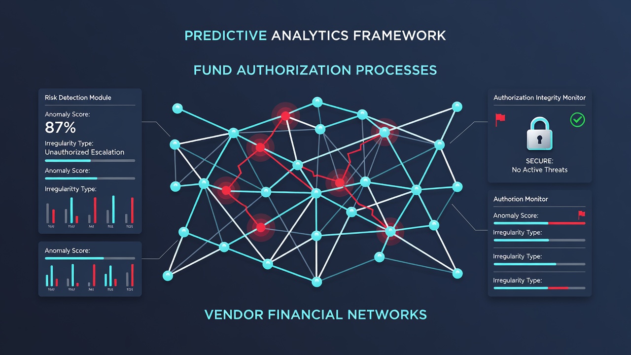 Predictive analytics dashboard monitoring fund authorization flows in vendor networks