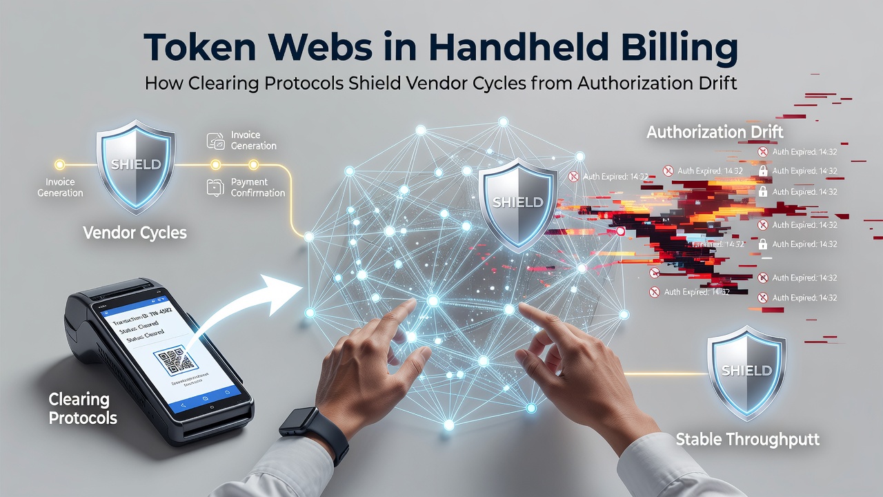 Diagram showing clearing protocols protecting vendor cycles from authorization drift in mobile billing environments