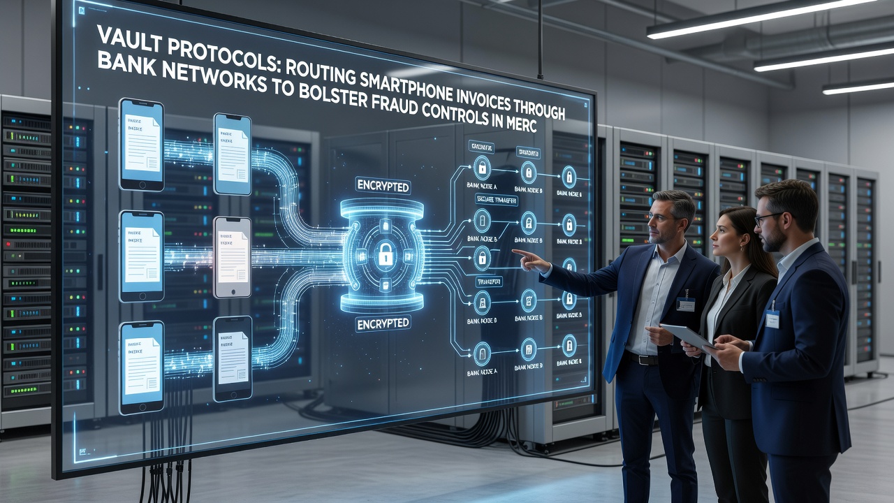 Flowchart of smartphone invoice tokenization and bank network verification steps